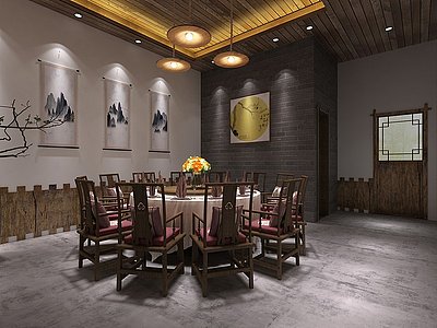 中式餐厅包间模型3d模型