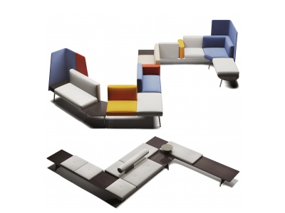 3d现代异形沙发公共座椅组合模型