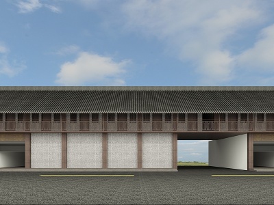 3d中式建筑外观模型