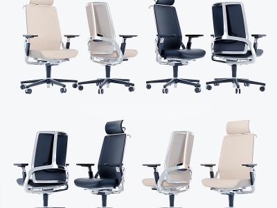 现代皮革办公转椅模型3d模型