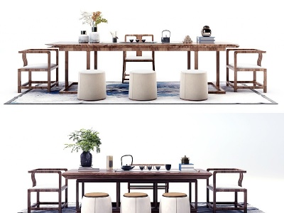 3d新中式<font class='myIsRed'>实木茶桌椅</font>模型