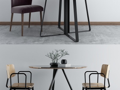 3d北欧餐桌椅模型