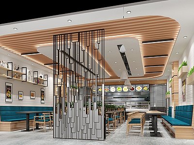 3d现代风格快餐厅模型