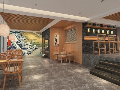 3d日式料理餐厅模型