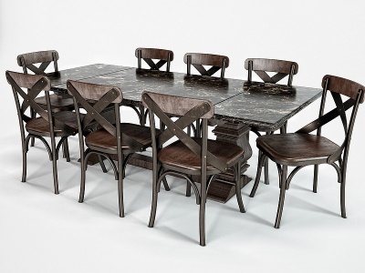 工业风餐桌椅模型3d模型