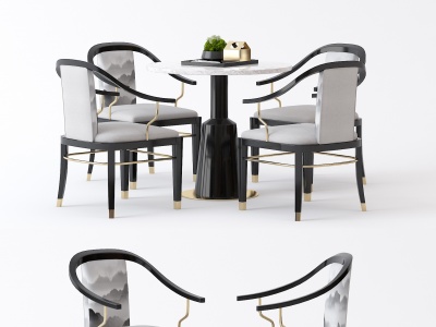 3d现代餐桌椅组合休闲椅模型