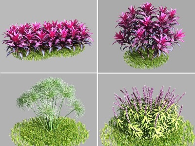3d现代灌木花丛模型