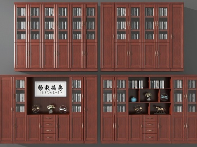 新中式实木文件柜模型3d模型