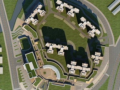 3d现代高层住宅小区模型