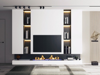 3d现代装饰柜电视背景墙模型