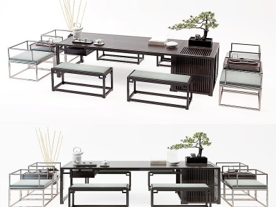 3d新中式<font class='myIsRed'>茶</font>桌椅模型