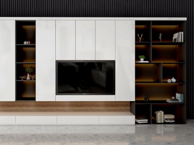 现代电视柜电视背景墙模型3d模型