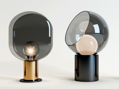 3d现代轻奢玻璃金属台灯模型