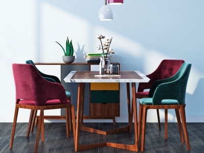 北欧餐桌椅组合模型3d模型