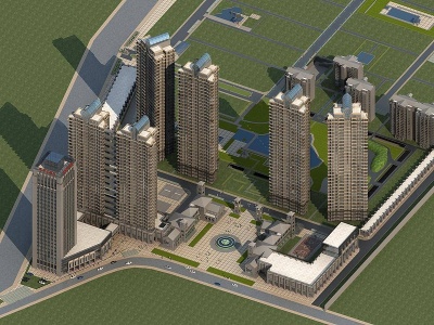 3d欧式综合商业住宅小区模型