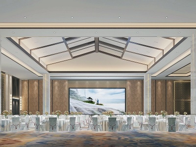 新中式酒店宴会厅模型3d模型