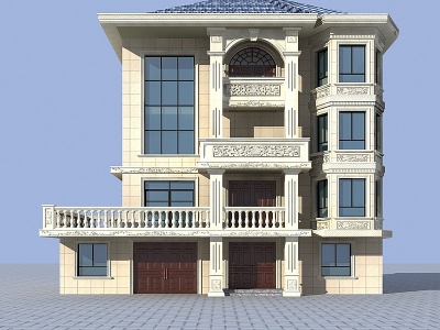 3d简欧欧式别墅模型