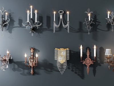 欧式金属水晶壁灯模型