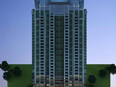 简欧高层住宅入口大门景观模型3d模型