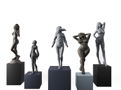 3d现代人物雕塑装饰摆件模型