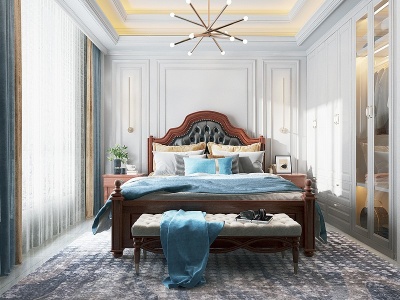 欧式轻奢卧室模型3d模型