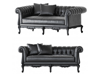 欧式皮革双人沙发模型3d模型