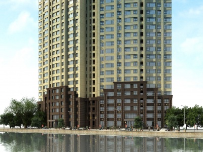 欧式高层住宅楼公寓3d模型