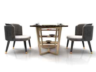 3d现代风格休闲桌椅模型