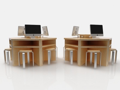 3d现代风格电脑桌椅模型