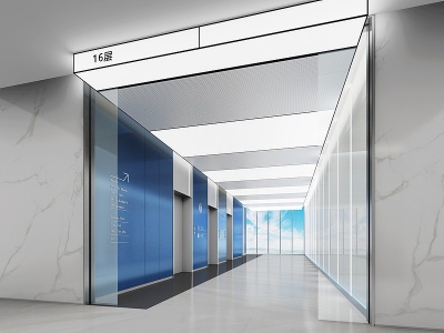 3d现代办公电梯厅模型
