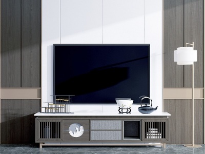 新中式电视柜模型3d模型