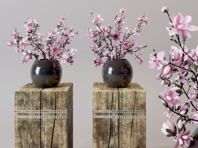 3d新中式花瓶花艺装饰摆件模型