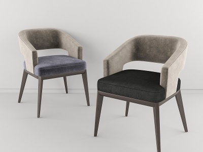3d现代轻奢绒布餐椅模型