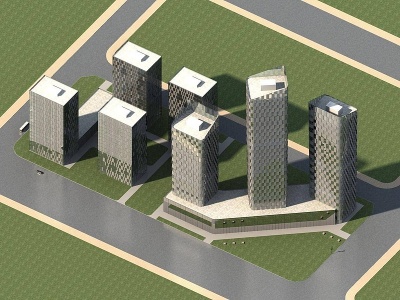 3d现代高层商业办公楼模型