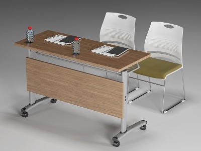3d现代双人课桌椅模型