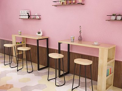 3d北欧小清新奶茶店咖啡厅模型