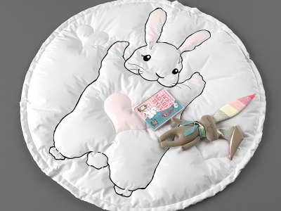 儿童兔子图案坐垫模型