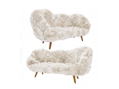 现代白羊毛休闲沙发