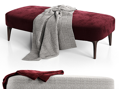 3d现代布艺床尾凳模型