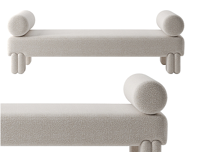 3d侘寂风躺椅凳模型
