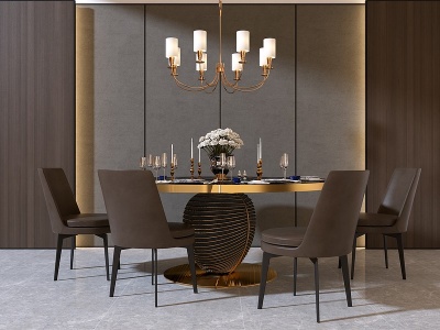 3d现代风格餐厅餐桌椅子模型