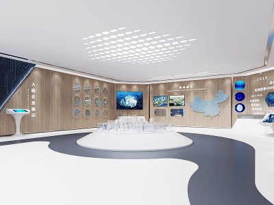 3d现代数字科技展厅模型