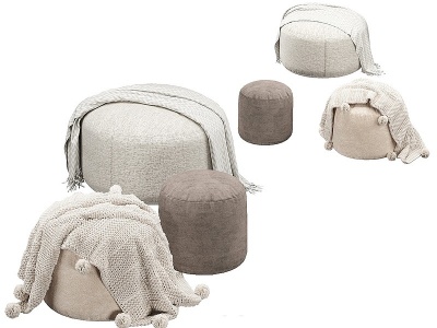 现代布凳组合毛毯模型3d模型