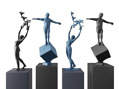 3d现代人物雕塑装饰模型