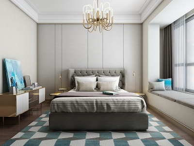 3d现代家装卧室模型