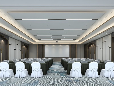 3d新中式会议室模型