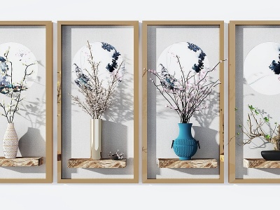 3d新中式陶瓷花瓶花艺摆件模型