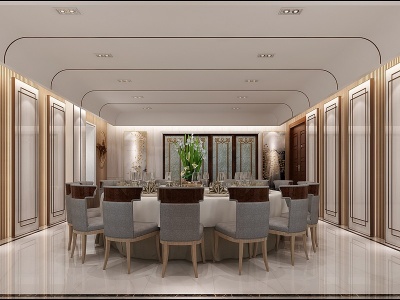 新中式餐会厅模型3d模型