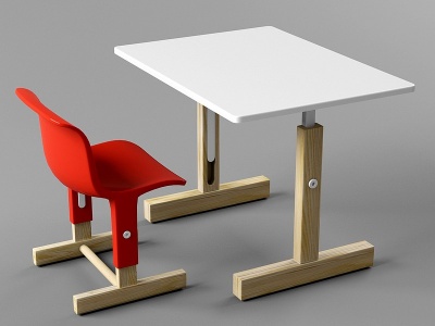 3d北欧儿童书桌椅子模型