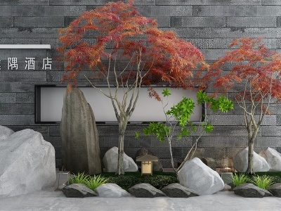 3d新中式园林景观小品模型